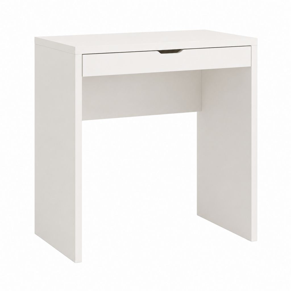 Bureau classique blanc en panneaux de particules mélaminés rectangulaire avec tiroir 80 x 40 x 75 cm