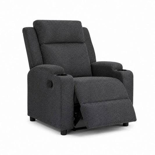 Fauteuil relax inclinable manuel gris anthracite en polyester 88 x 94 x 102 cm