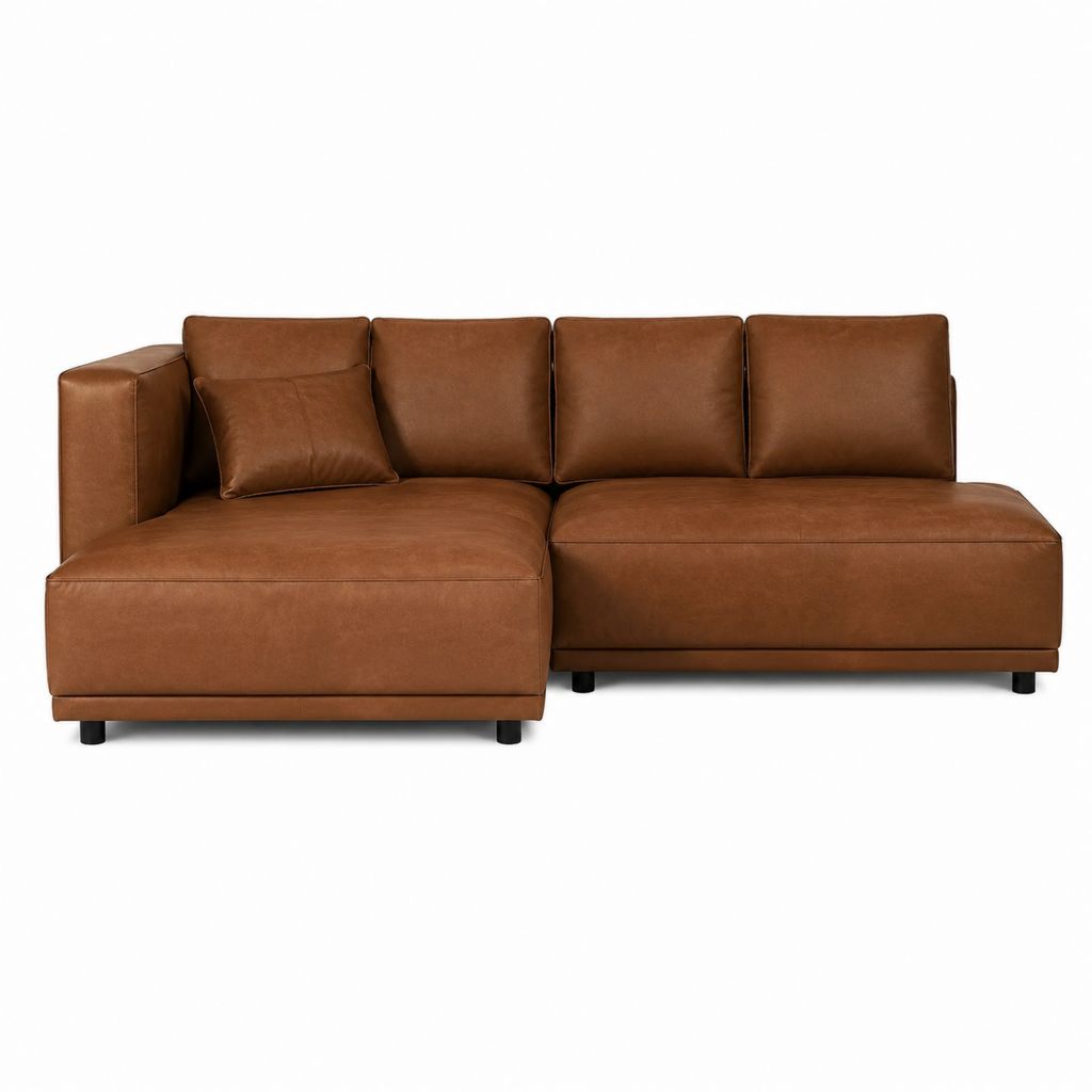 Canapé d'angle gauche 4 places marron en cuir synthétique PU 260 x 160 x 85 cm