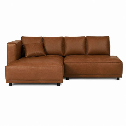 Canapé d'angle gauche 4 places marron en cuir synthétique PU 260 x 160 x 85 cm