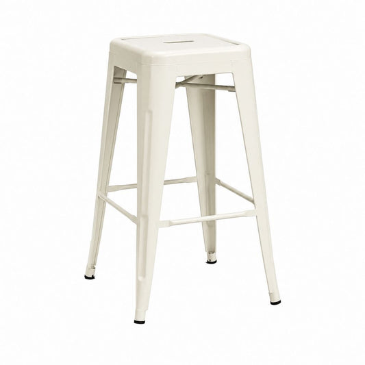 Tabouret de bar blanc cassé en acier à assise carrée 30 x 30 x 76 cm