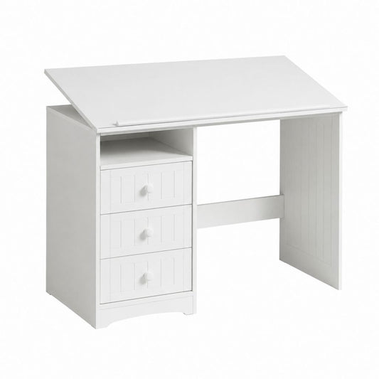 Bureau droit blanc en panneaux MDF rectangulaire avec plateau relevable 80 x 50 x 75 cm