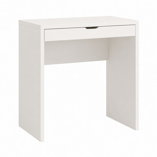 Bureau classique blanc en panneaux de particules mélaminés rectangulaire avec tiroir 80 x 40 x 75 cm
