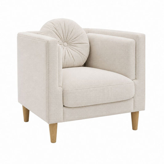 Fauteuil carré beige en polyester avec coussin rond 80 x 76 x 78 cm